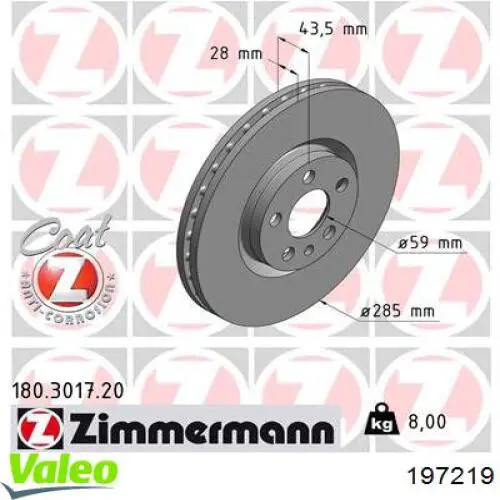 197219 VALEO freno de disco delantero