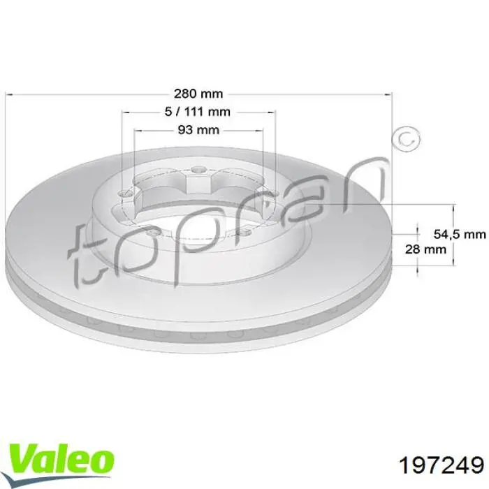 197249 VALEO freno de disco delantero