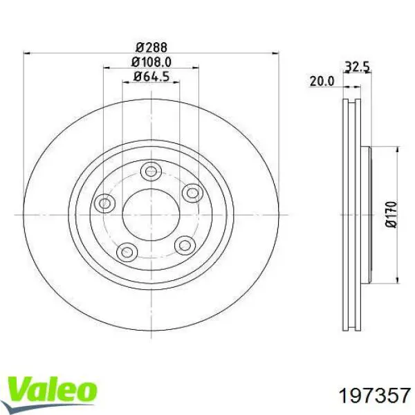 197357 VALEO disco de freno trasero