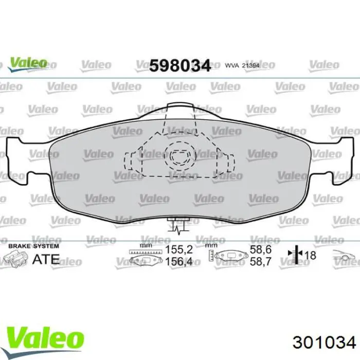 301034 VALEO pastillas de freno delanteras