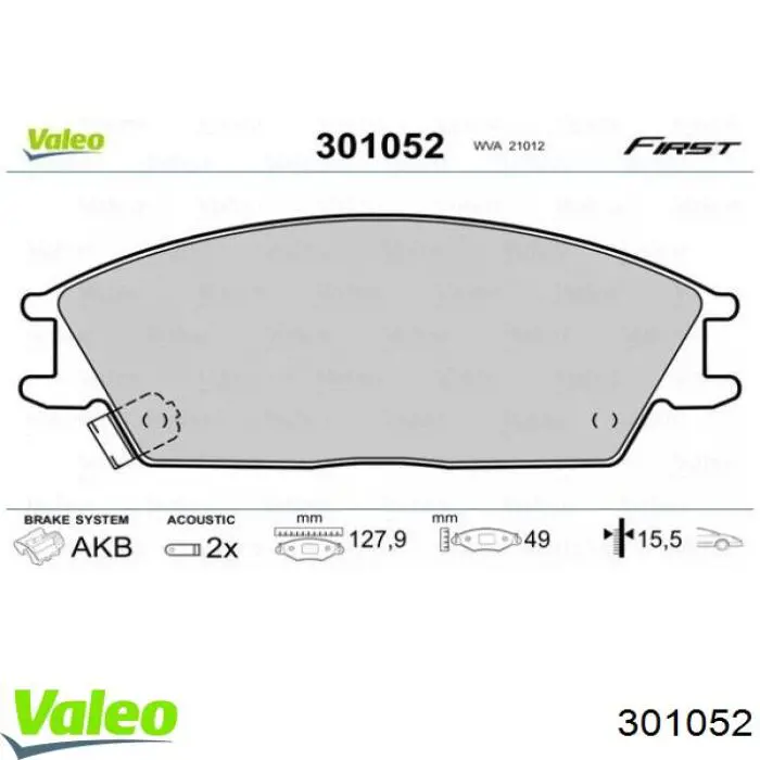 301052 VALEO pastillas de freno delanteras