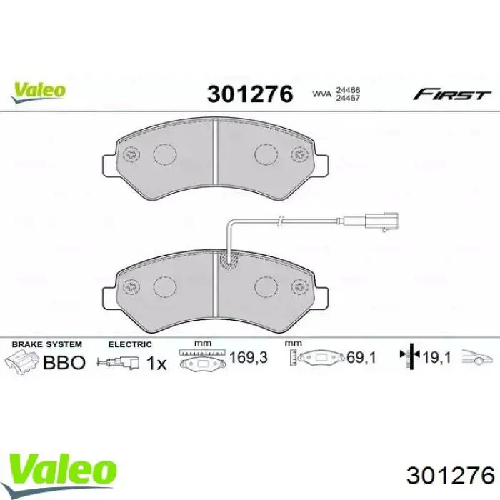 301276 VALEO pastillas de freno delanteras