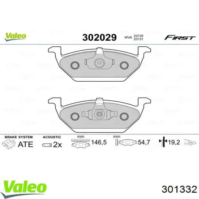 301332 VALEO pastillas de freno delanteras