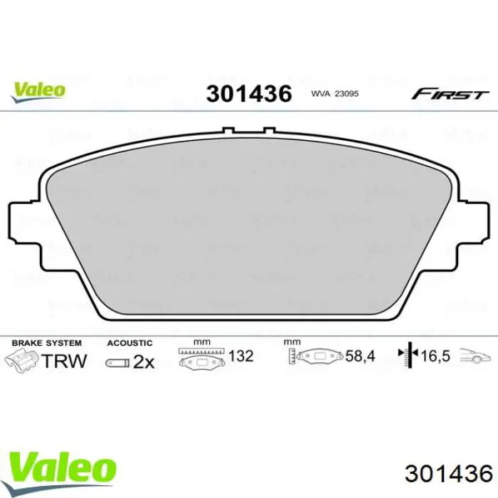 301436 VALEO pastillas de freno delanteras