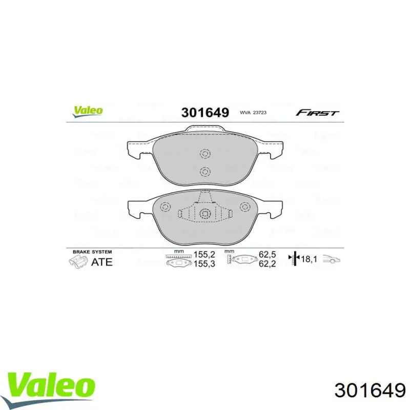 301649 VALEO pastillas de freno delanteras