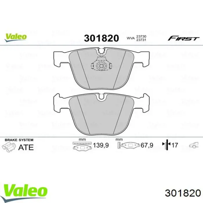 301820 VALEO pastillas de freno traseras