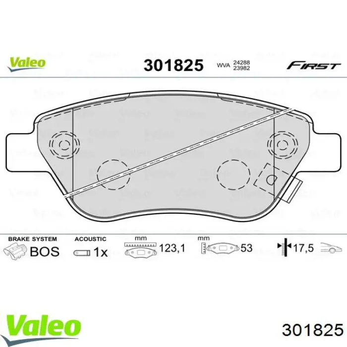 301825 VALEO pastillas de freno delanteras