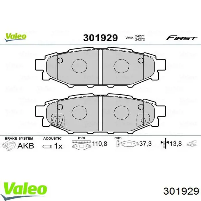 301929 VALEO pastillas de freno traseras