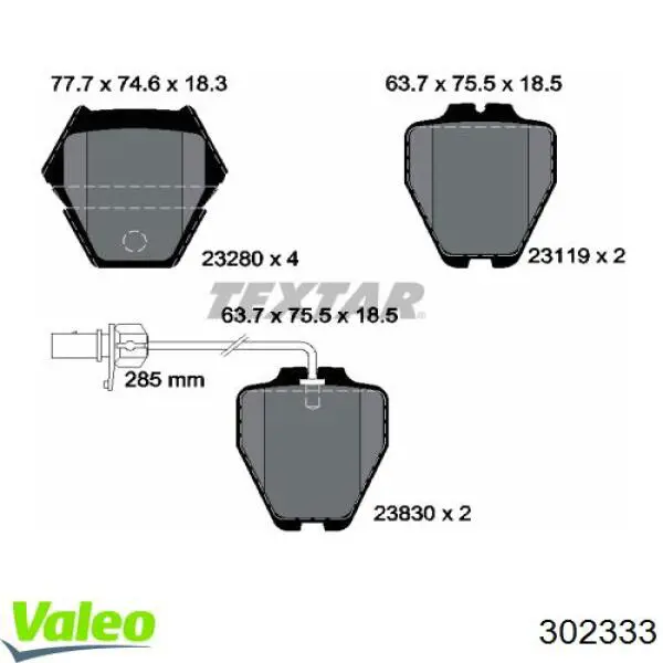 302333 VALEO pastillas de freno delanteras