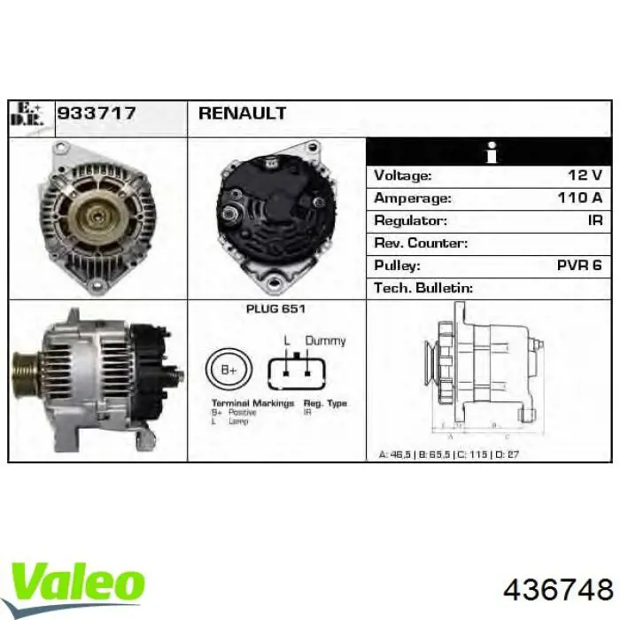 8200193100 Renault (RVI) alternador