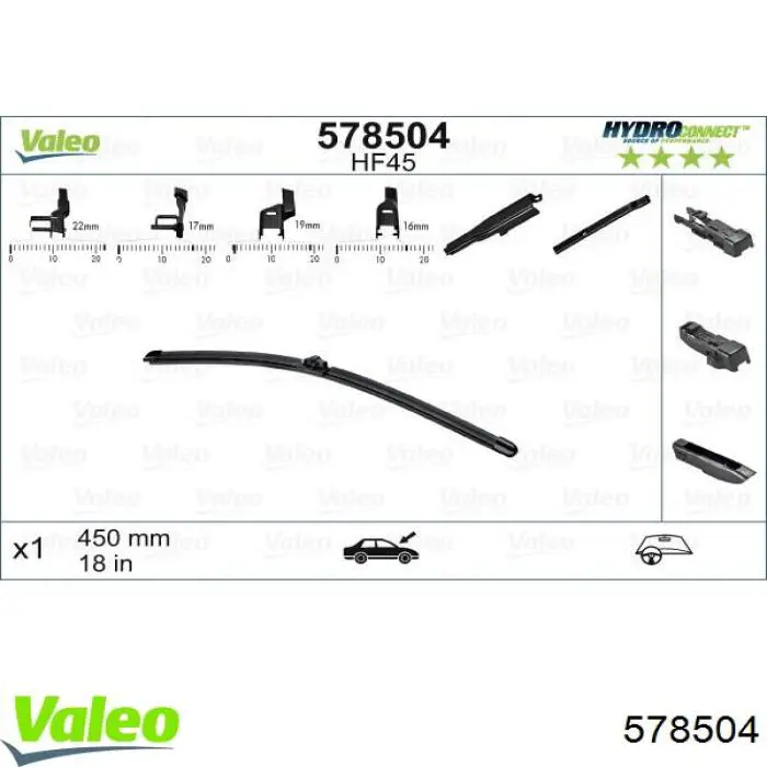 578504 VALEO limpiaparabrisas de luna delantera copiloto