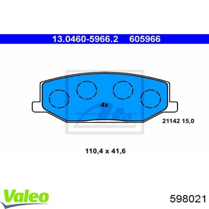 598021 VALEO pastillas de freno delanteras