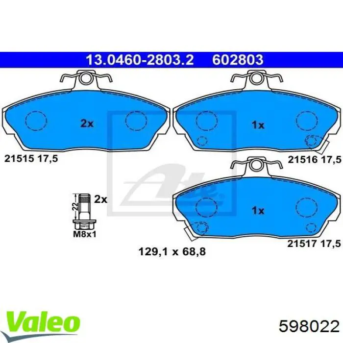 598022 VALEO pastillas de freno delanteras