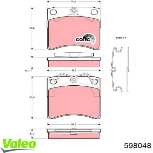 598048 VALEO pastillas de freno delanteras