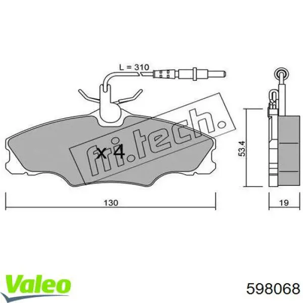 598068 VALEO pastillas de freno delanteras