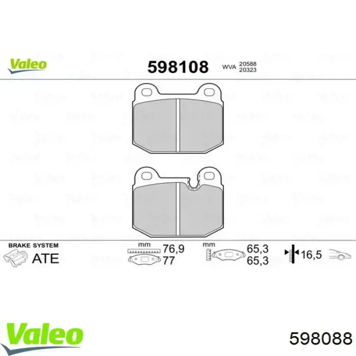 598088 VALEO pastillas de freno traseras