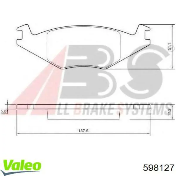 598127 VALEO pastillas de freno delanteras
