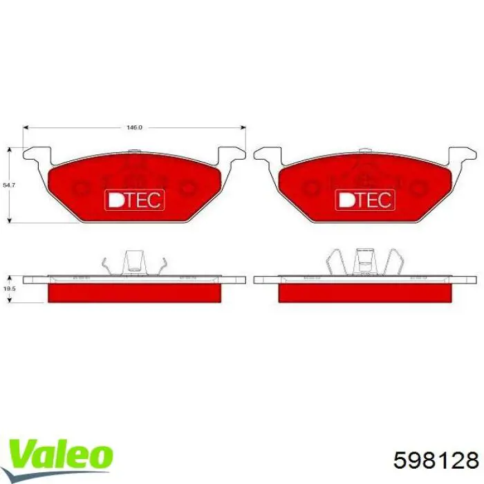 598128 VALEO pastillas de freno delanteras