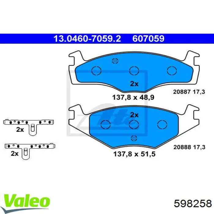 598258 VALEO pastillas de freno delanteras