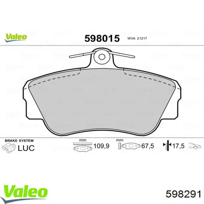 598291 VALEO pastillas de freno traseras