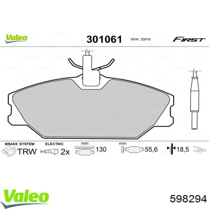 598294 VALEO pastillas de freno delanteras