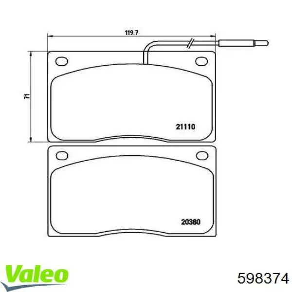 598374 VALEO pastillas de freno delanteras