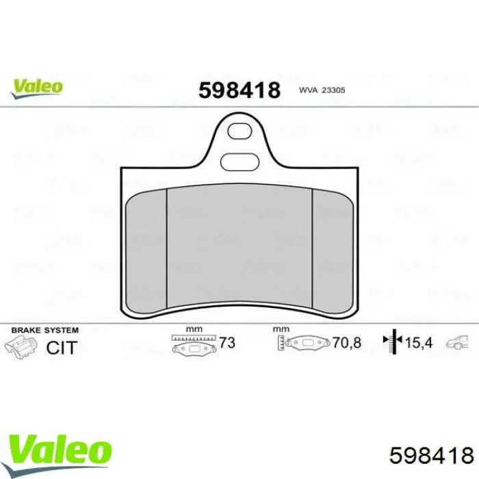 598418 VALEO pastillas de freno traseras