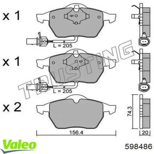 598486 VALEO pastillas de freno delanteras