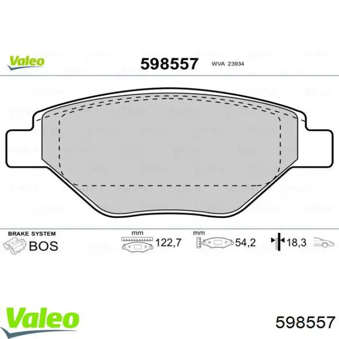 598557 VALEO pastillas de freno delanteras