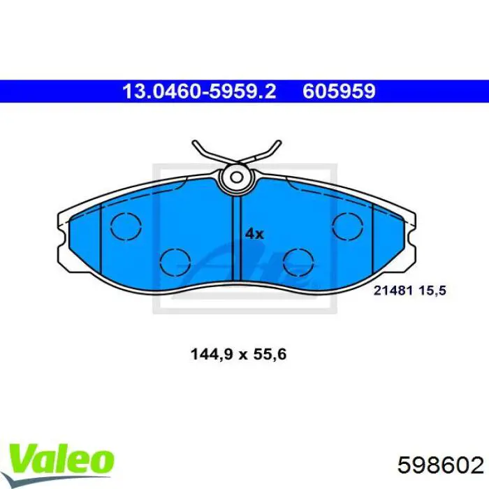 598602 VALEO pastillas de freno delanteras