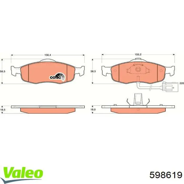 598619 VALEO pastillas de freno delanteras