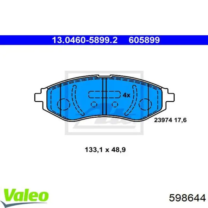 598644 VALEO pastillas de freno delanteras