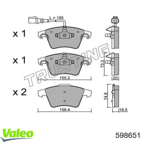 598651 VALEO pastillas de freno delanteras