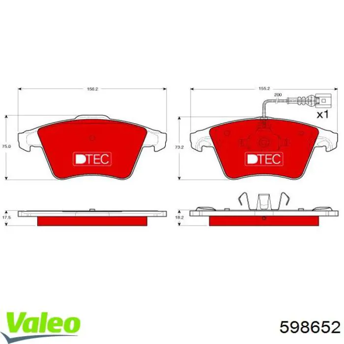 598652 VALEO pastillas de freno delanteras