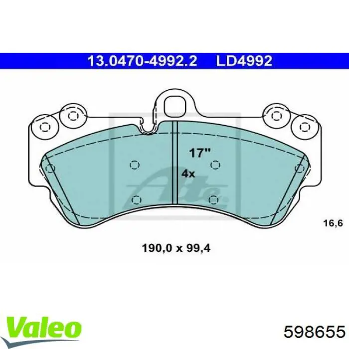 598655 VALEO pastillas de freno delanteras