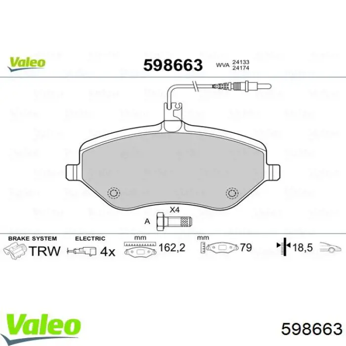 598663 VALEO pastillas de freno delanteras