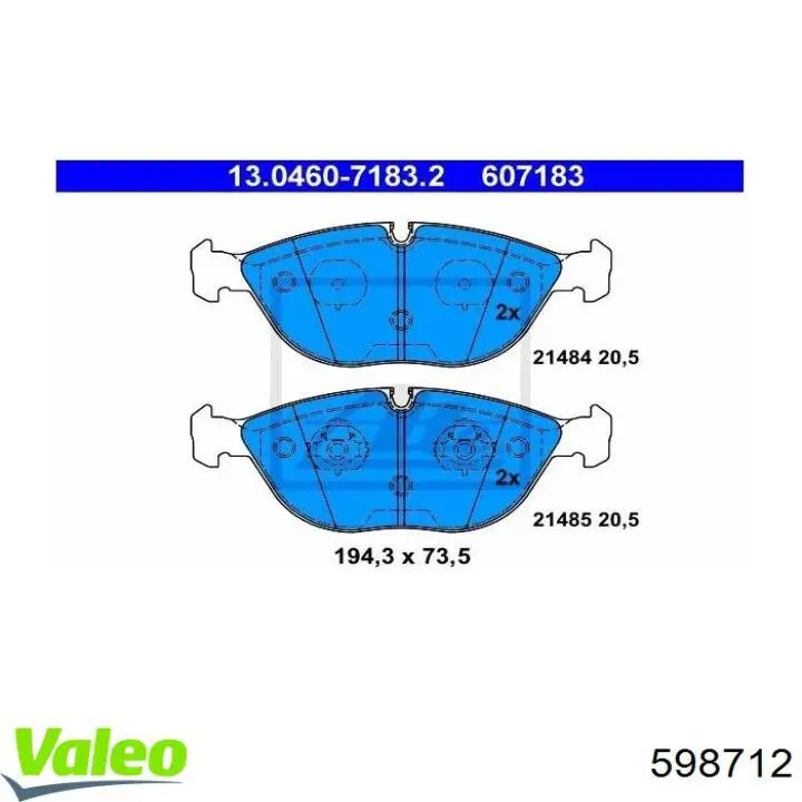 598712 VALEO pastillas de freno delanteras