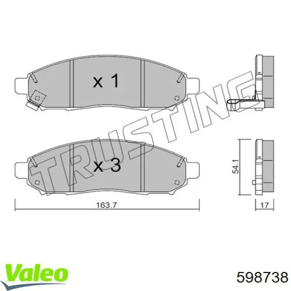 598738 VALEO pastillas de freno delanteras