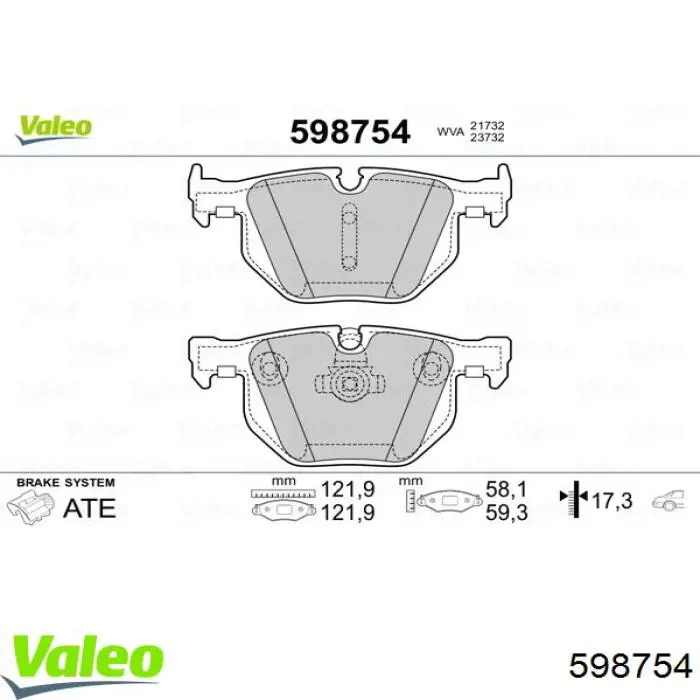 598754 VALEO pastillas de freno traseras