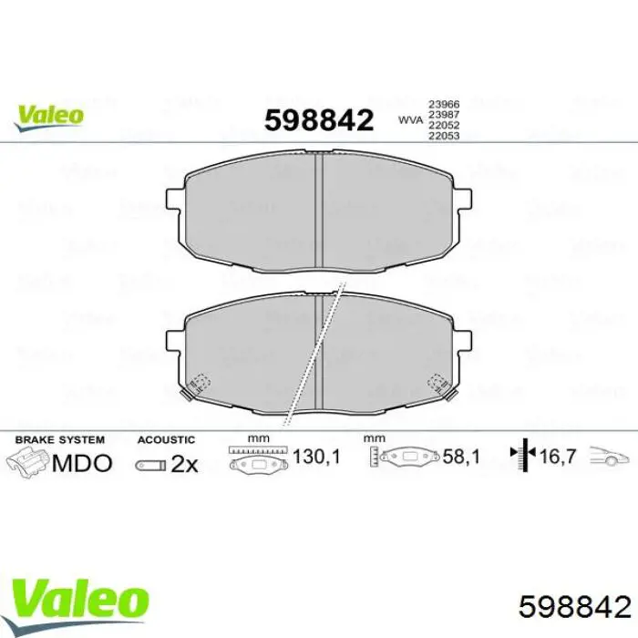 598842 VALEO pastillas de freno delanteras