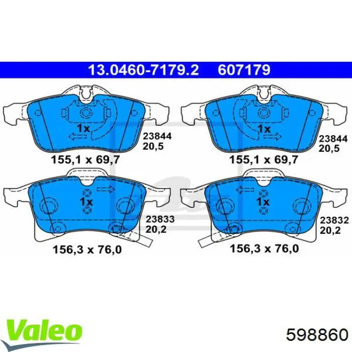 598860 VALEO pastillas de freno delanteras