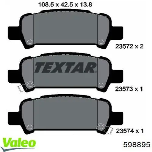 598895 VALEO pastillas de freno traseras