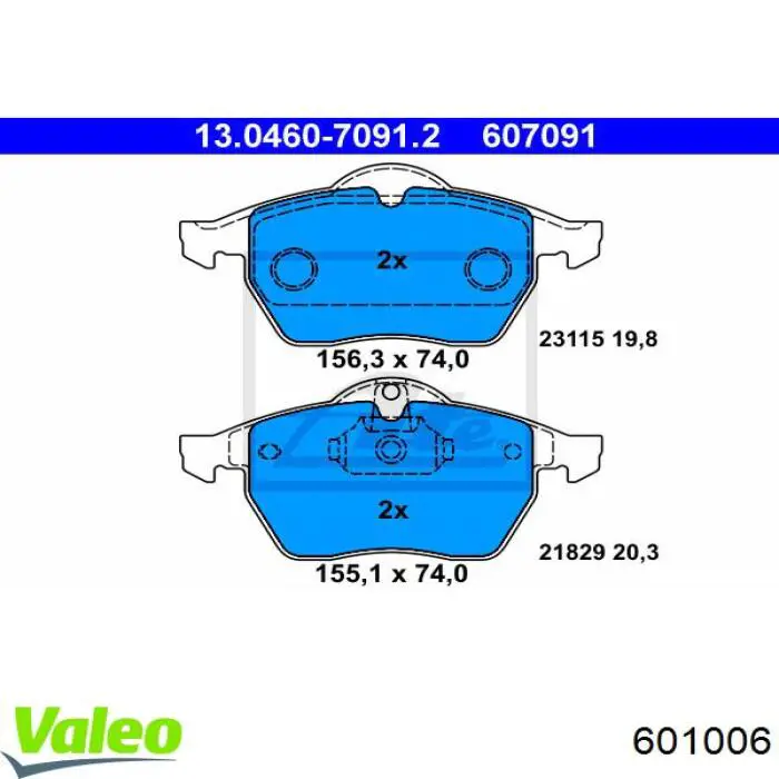 601006 VALEO pastillas de freno delanteras