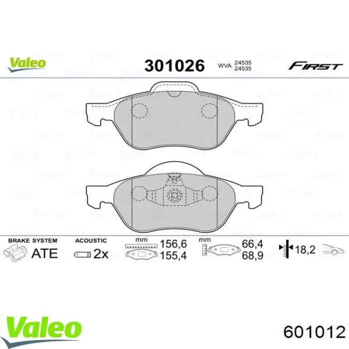 601012 VALEO pastillas de freno delanteras