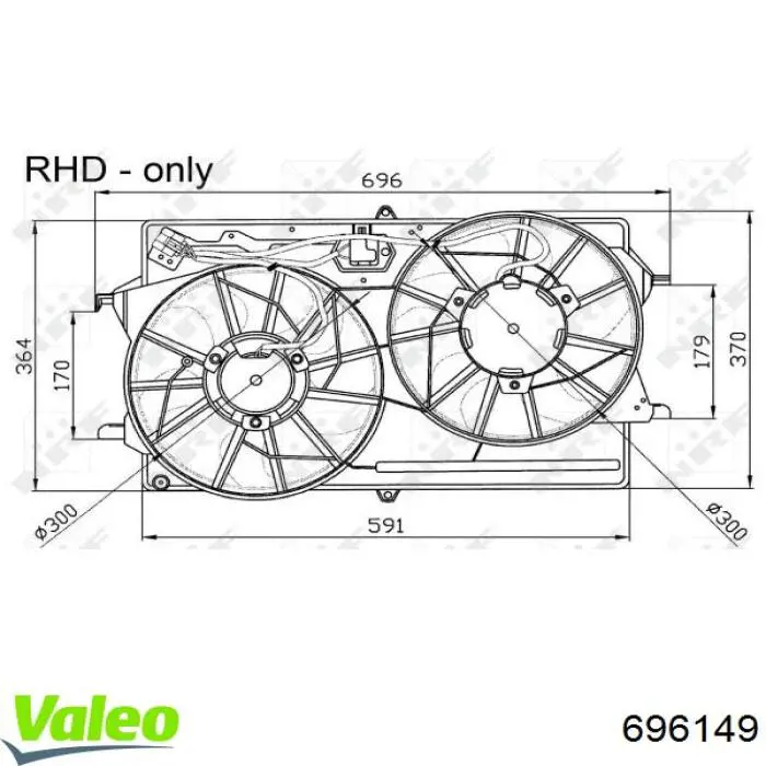 1069392 Ford ventilador (rodete +motor refrigeración del motor con electromotor completo)