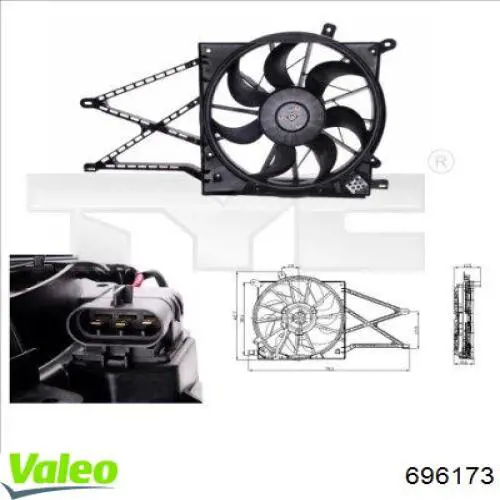 696173 VALEO ventilador (rodete +motor refrigeración del motor con electromotor completo)