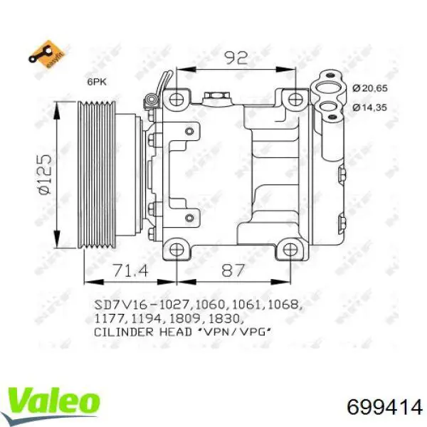 699414 VALEO compresor de aire acondicionado