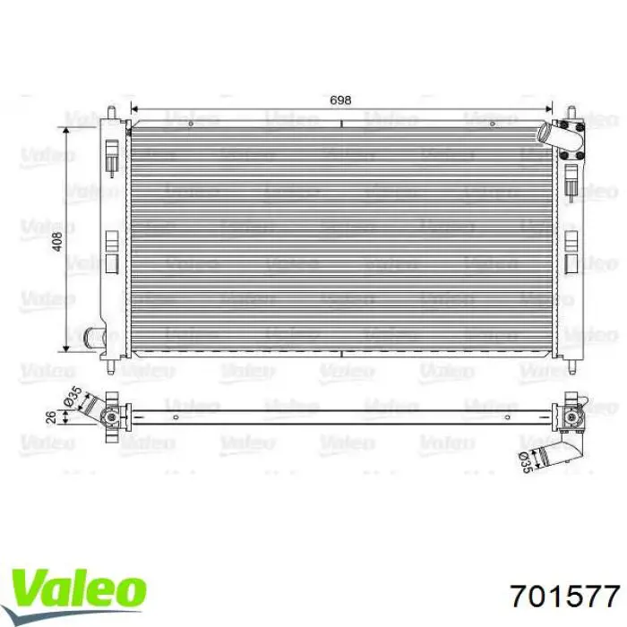 701577 VALEO radiador refrigeración del motor