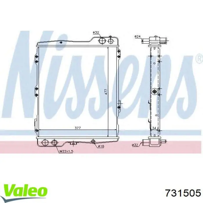 731505 VALEO radiador refrigeración del motor