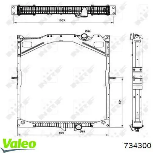 734300 VALEO radiador refrigeración del motor